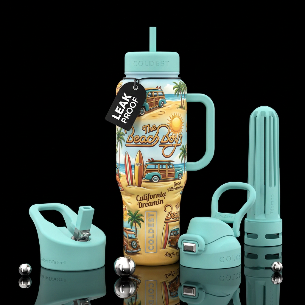 The Beach boys water bottle design