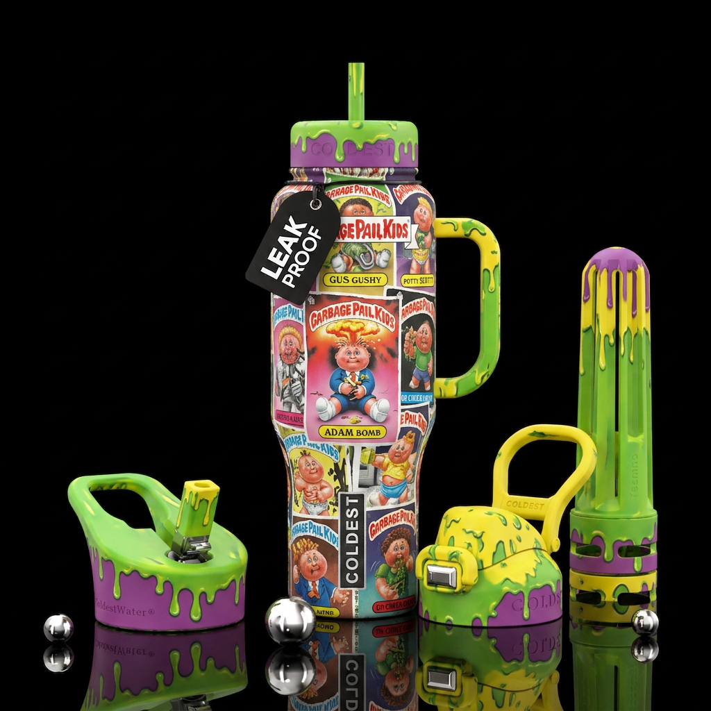 The Garbage pill kids water bottle design