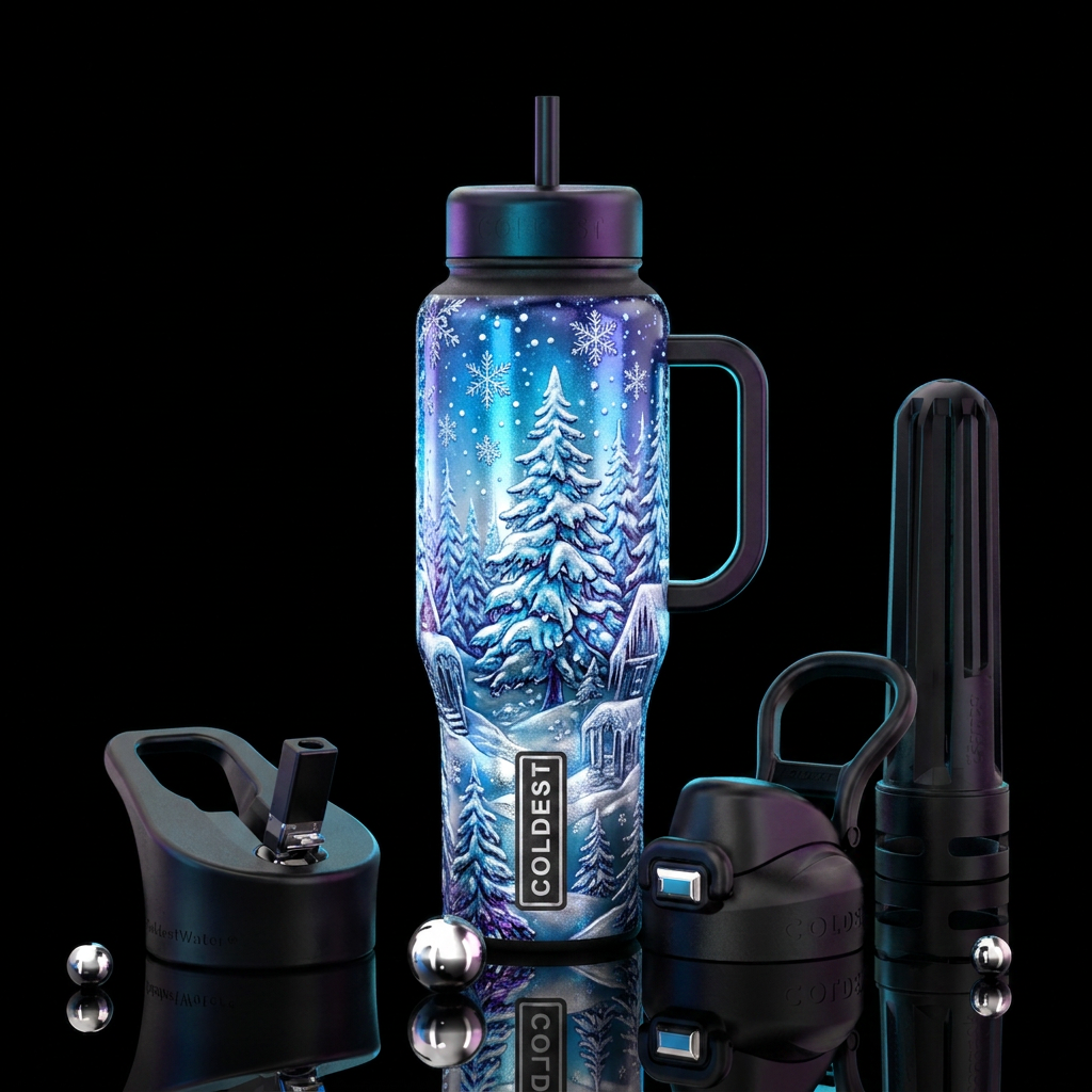 Winter wonderland water bottle design