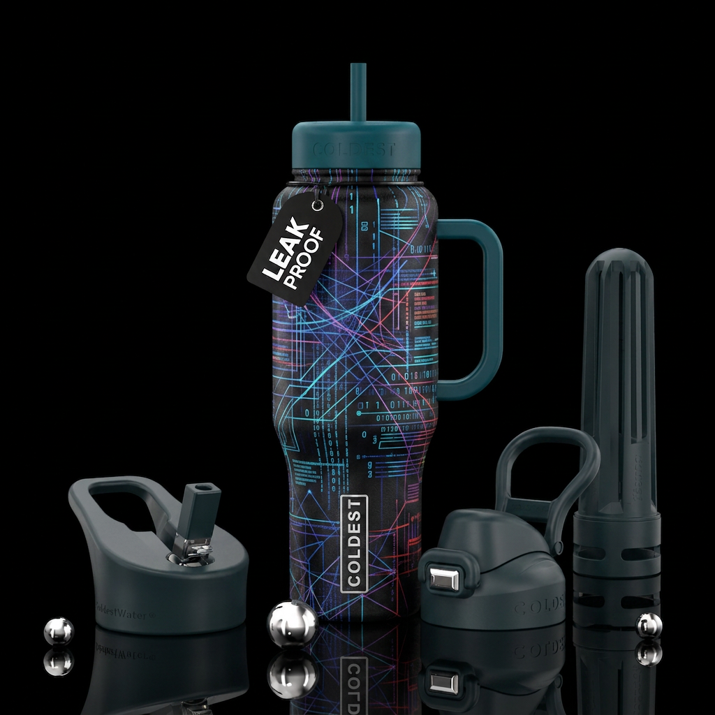 The dark web water bottle design