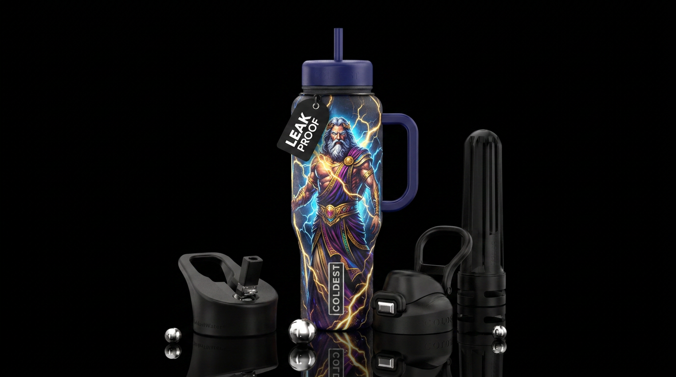 Zeus the Greek god water bottle design