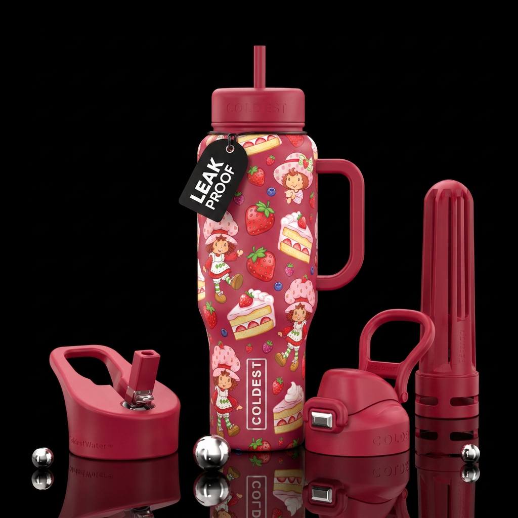 Strawberry shortcake cartoon water bottle design
