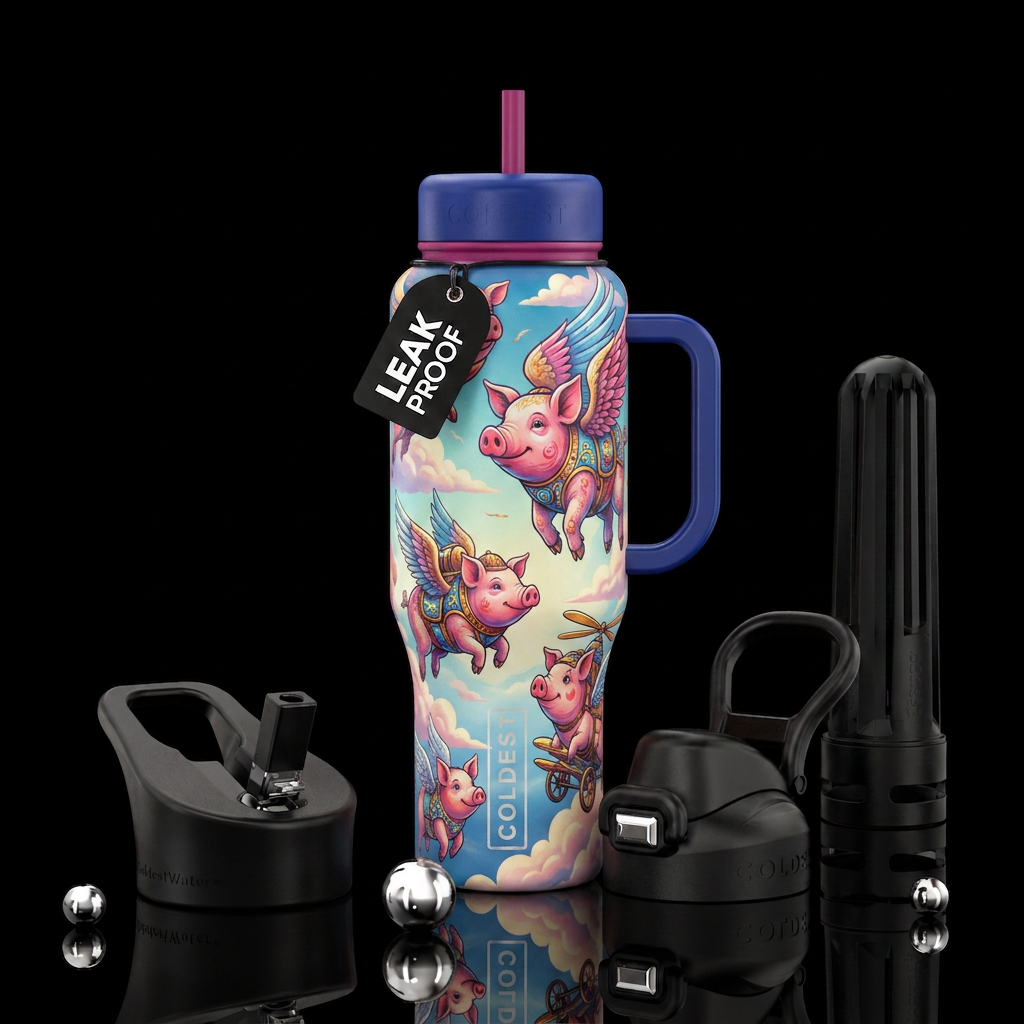 When pigs fly water bottle design
