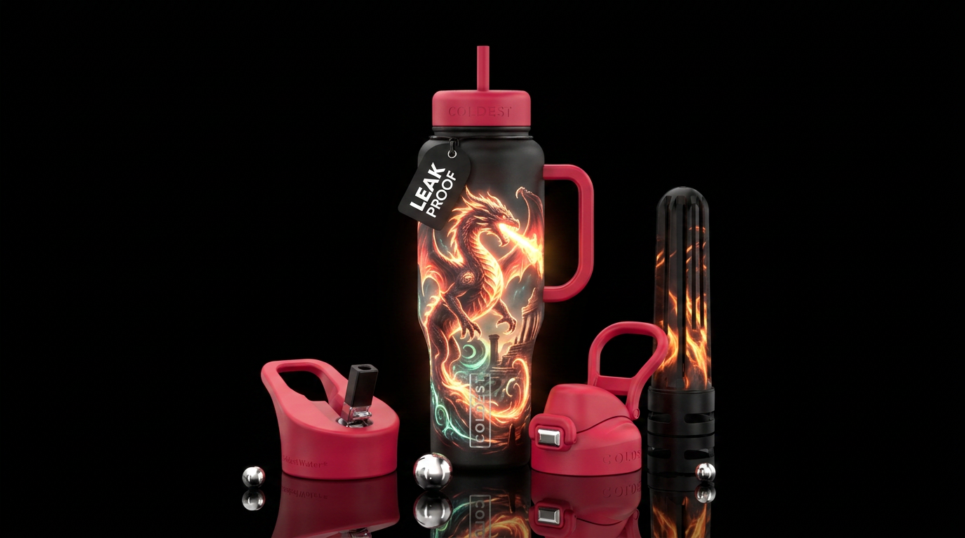 dragon, glowie water bottle design