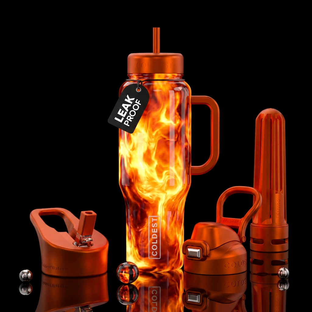 firery, shiny, glowie water bottle design