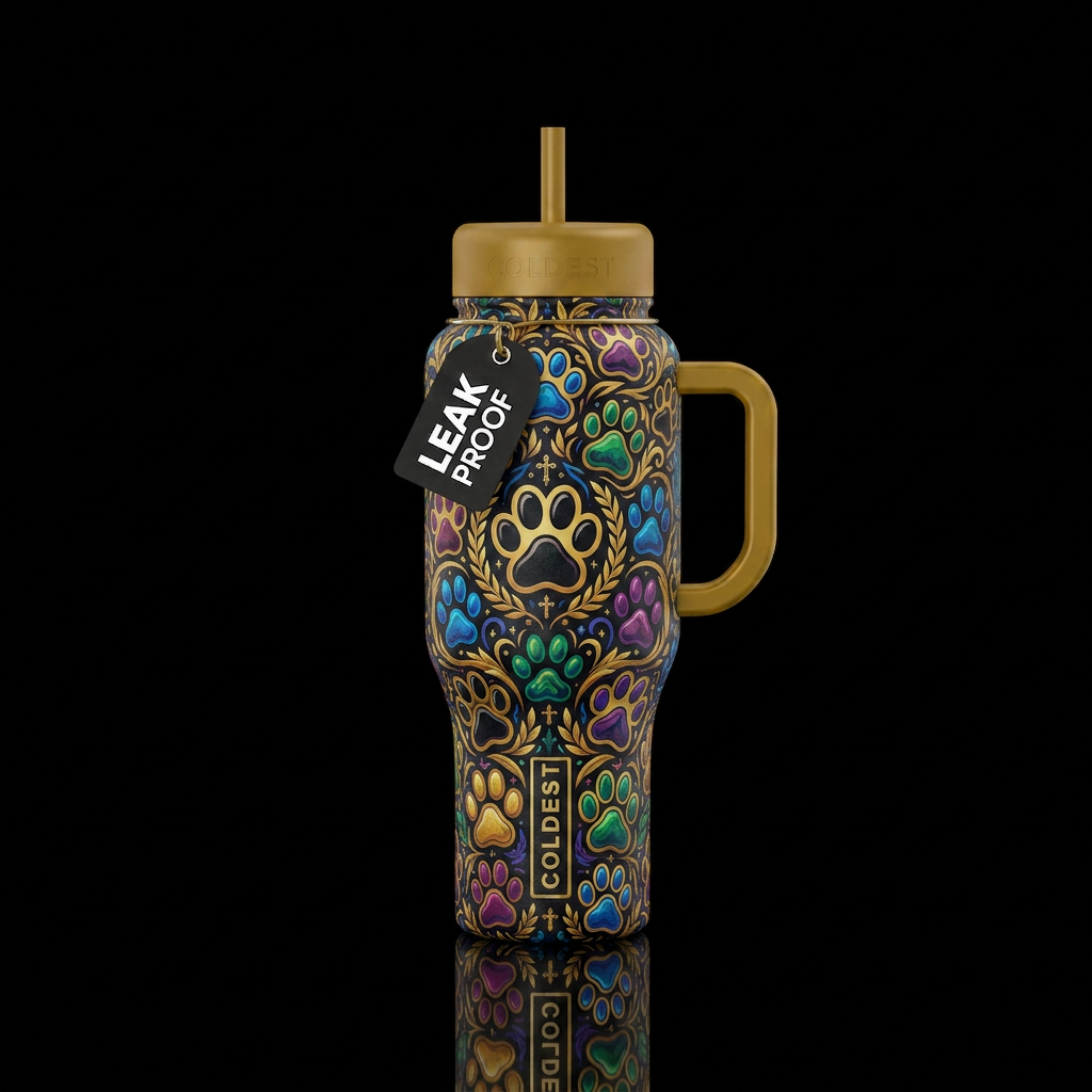 Saints paws water bottle design