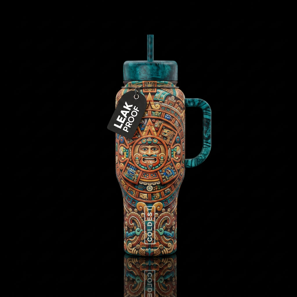 Aztec sundial water bottle design