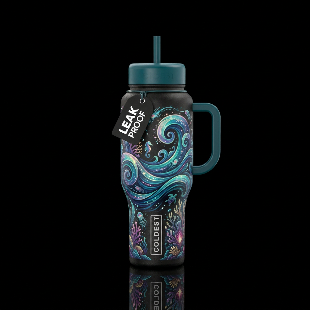 magical, ocean water bottle design
