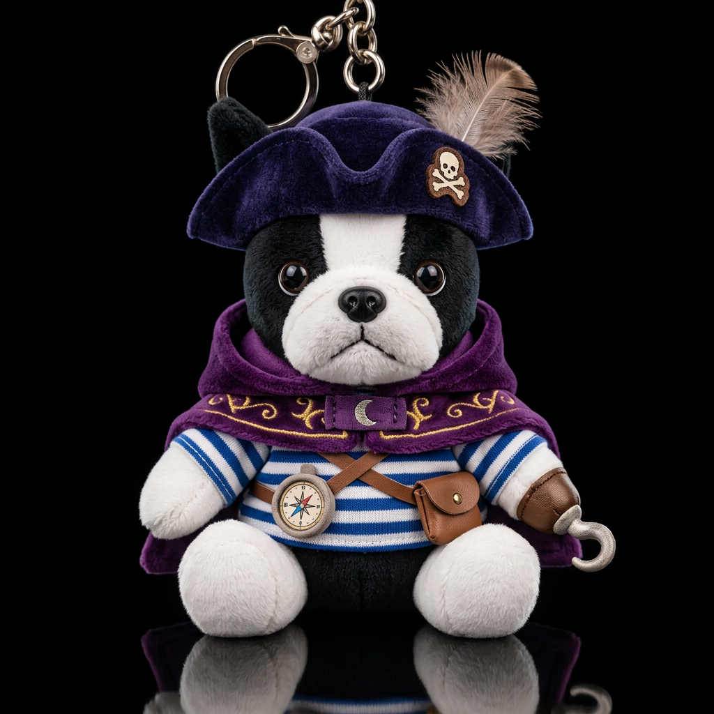 Boston terrier part pirate part wizard water bottle design