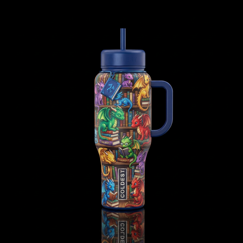 Baby dragons in all different colors taking over t... water bottle design