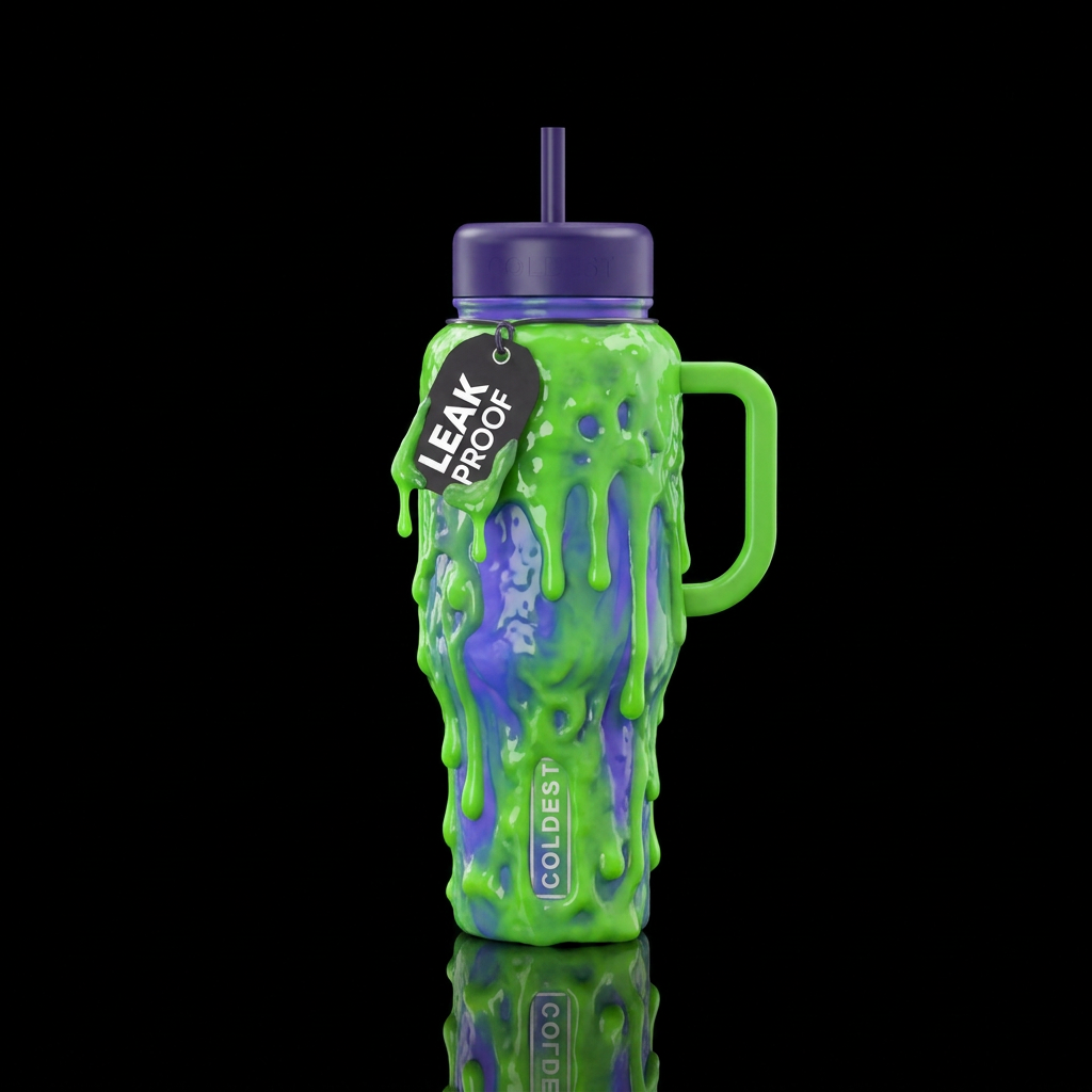 Textured slime water bottle design