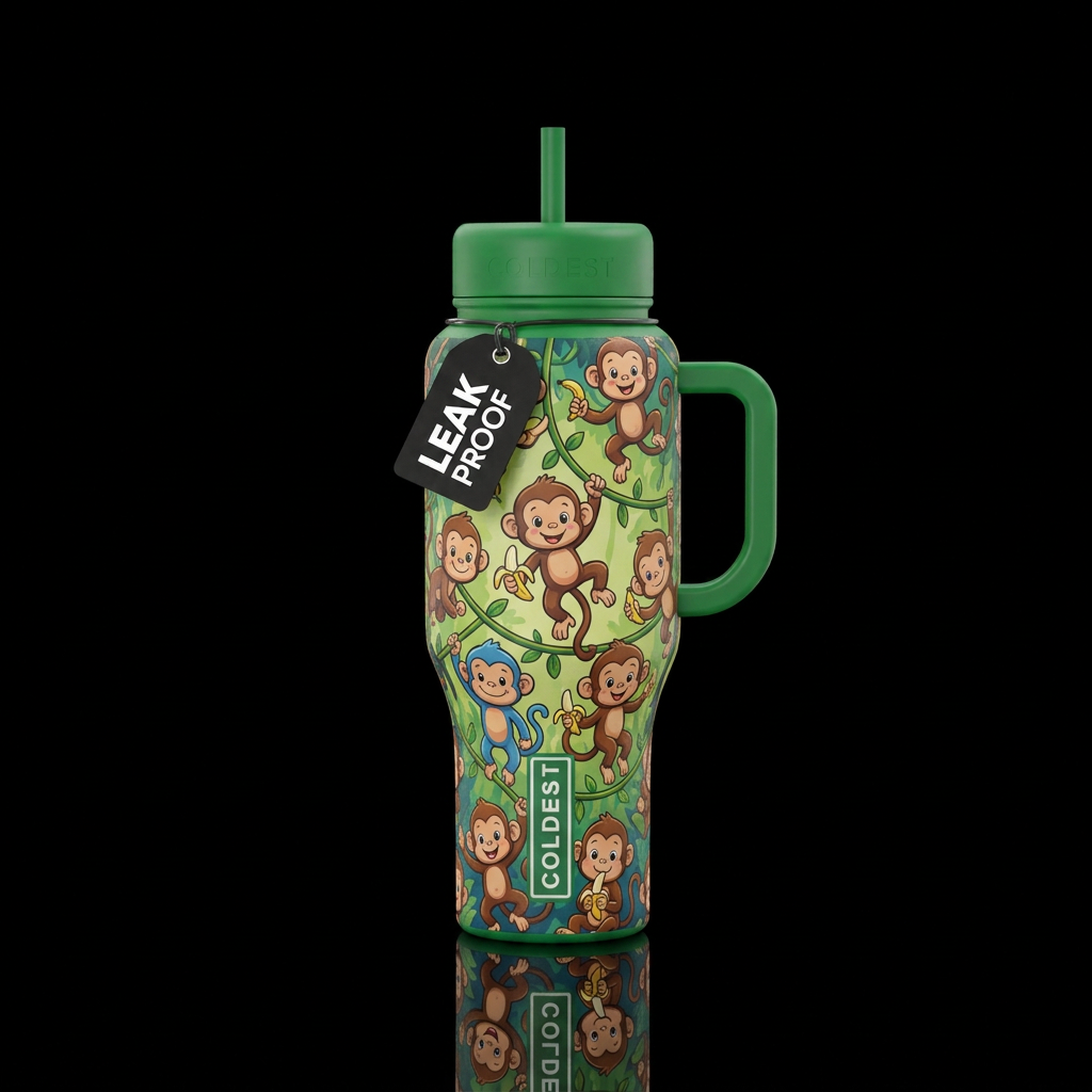 Cartoon baby monkeys water bottle design
