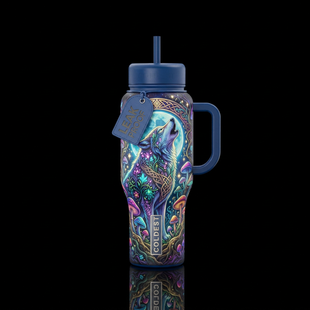 Fairy ring wolf water bottle design