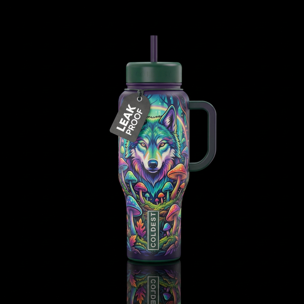 Fairy ring wolf water bottle design