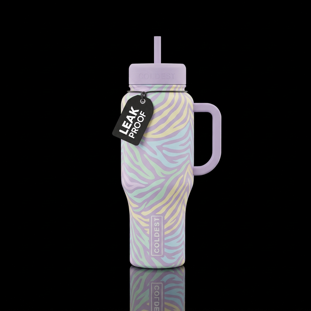 Zebra print in pastels water bottle design