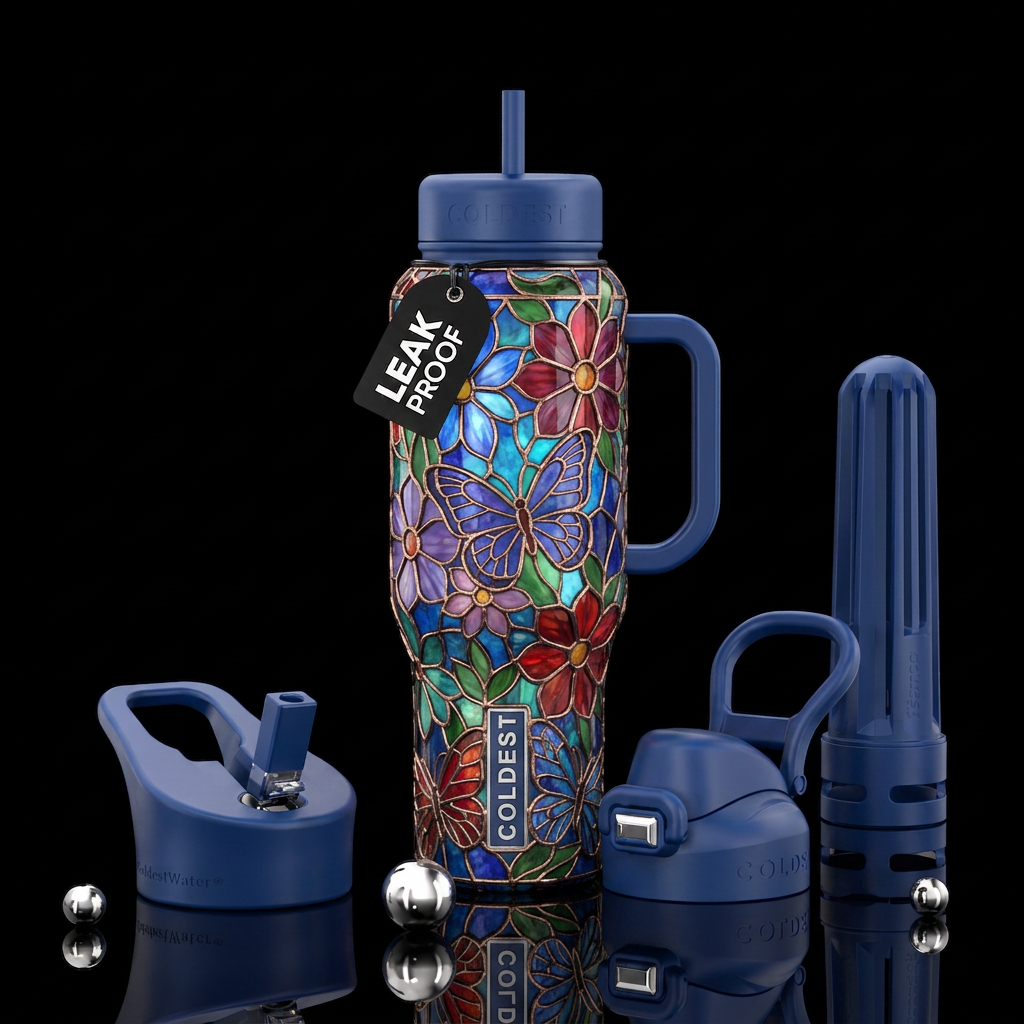 butterfly garden water bottle design