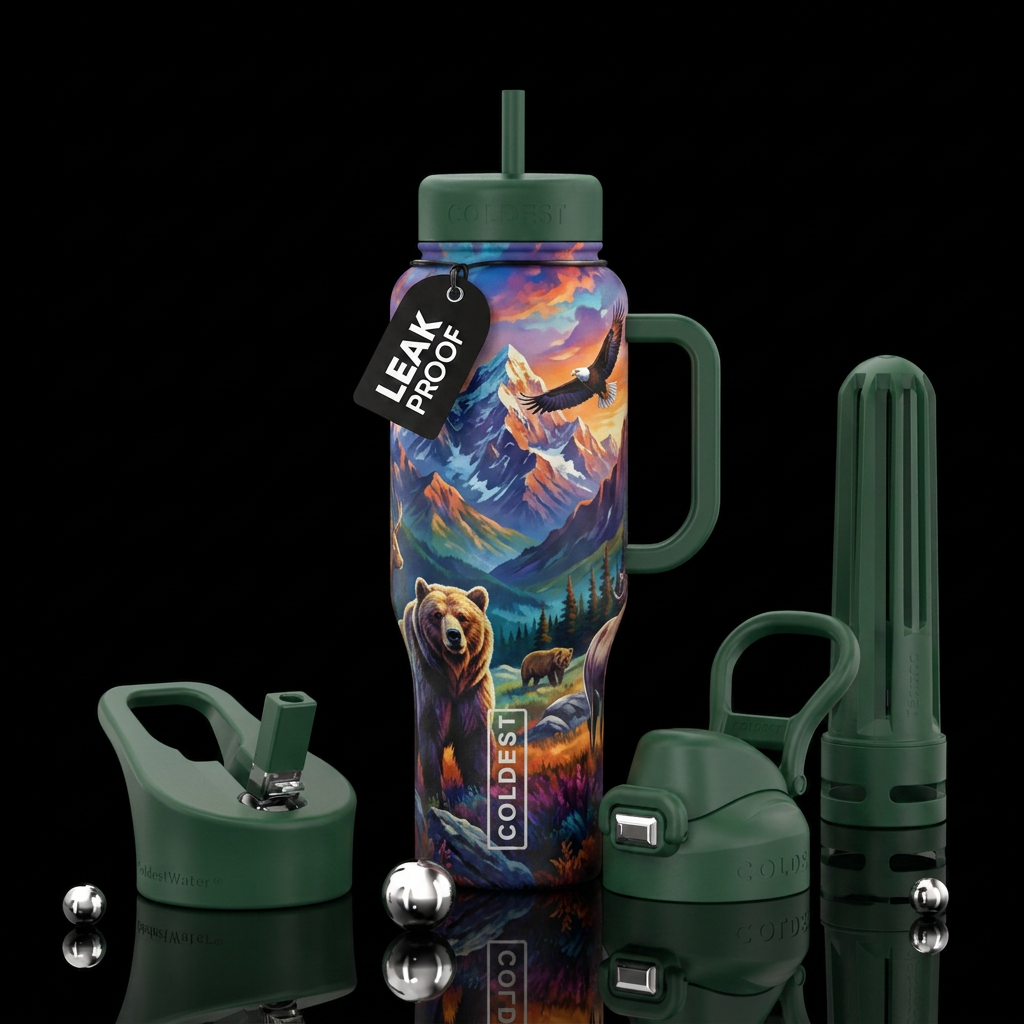 Northern woods water bottle design