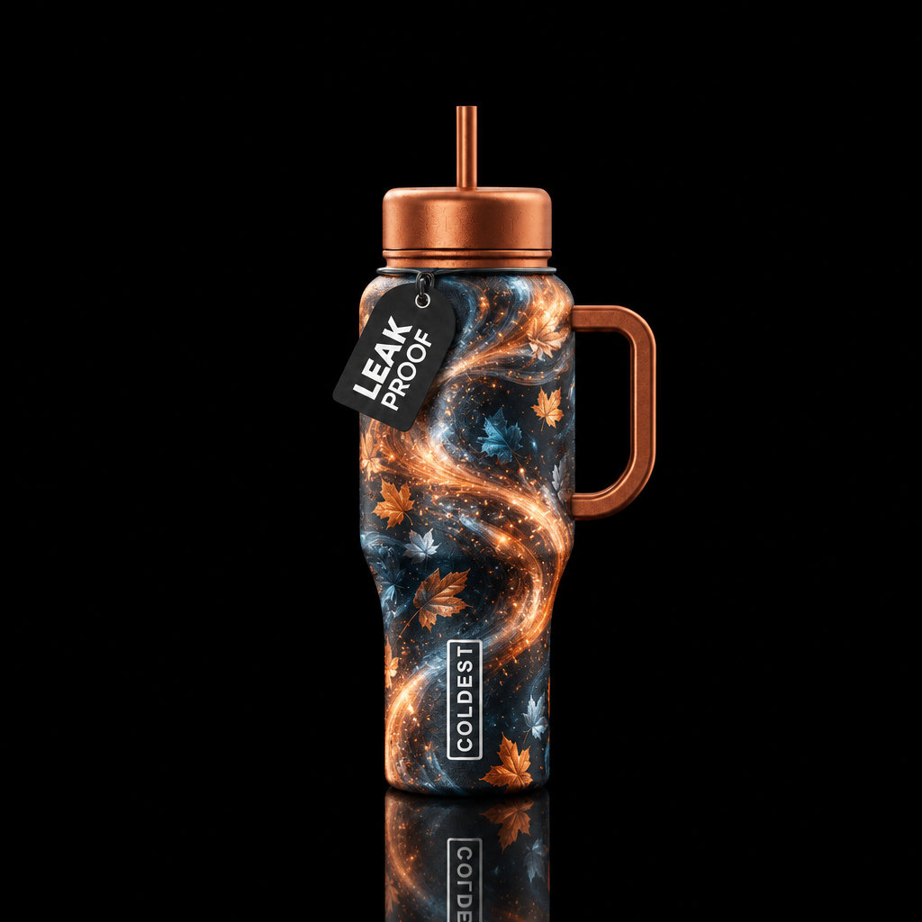 Falling leaves in the wind water bottle design