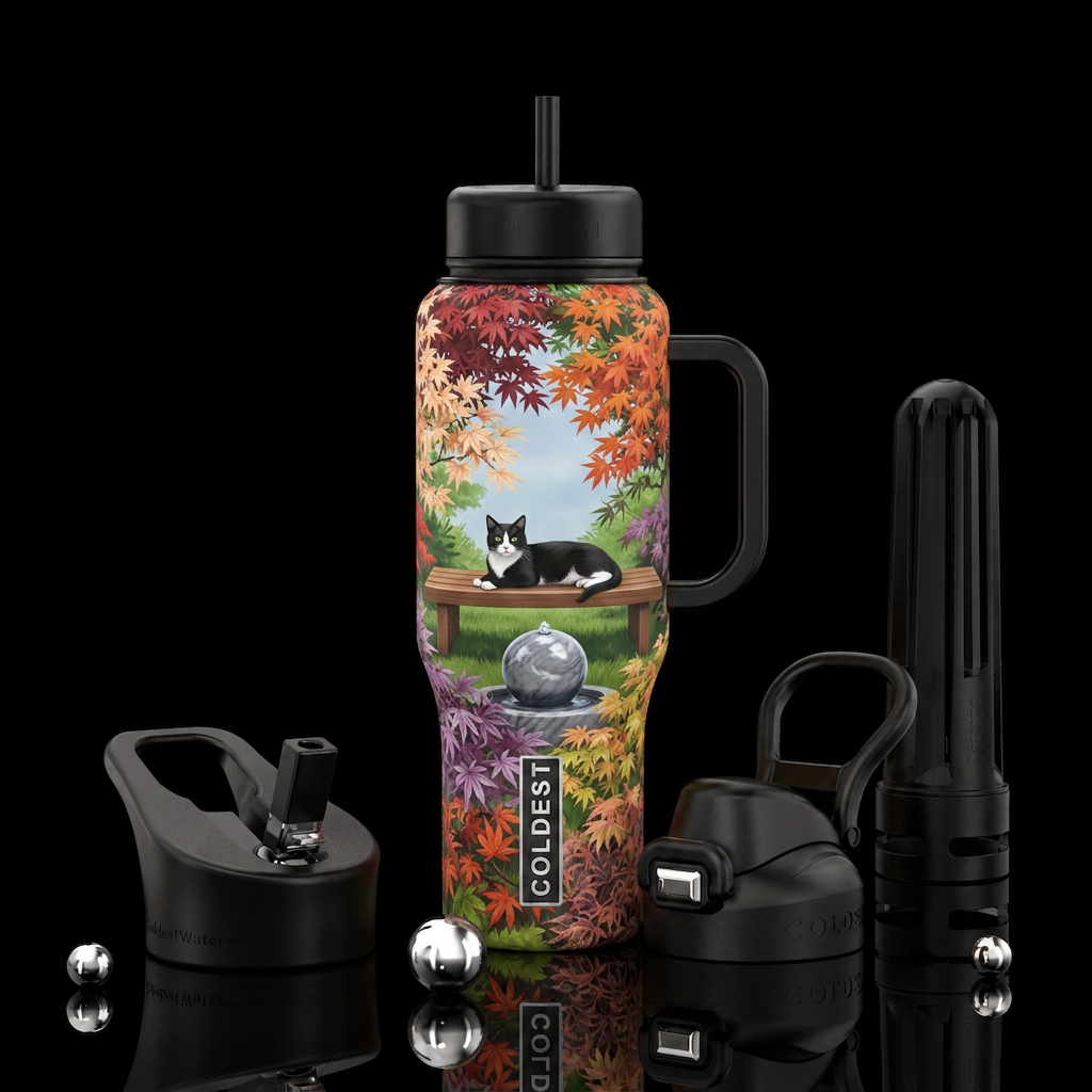 A photorealistic, seamless 360-degree vertical wra... water bottle design