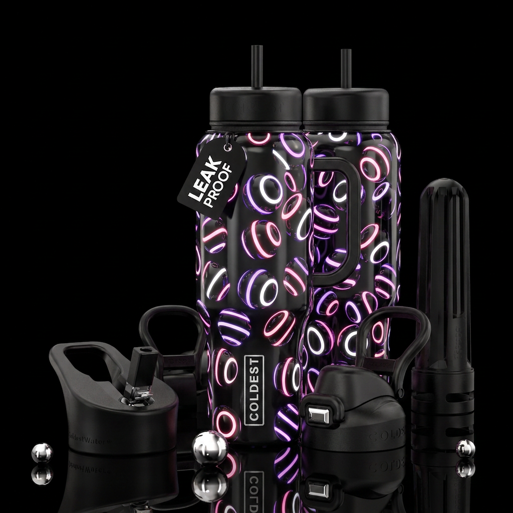 Neon Orbit water bottle design