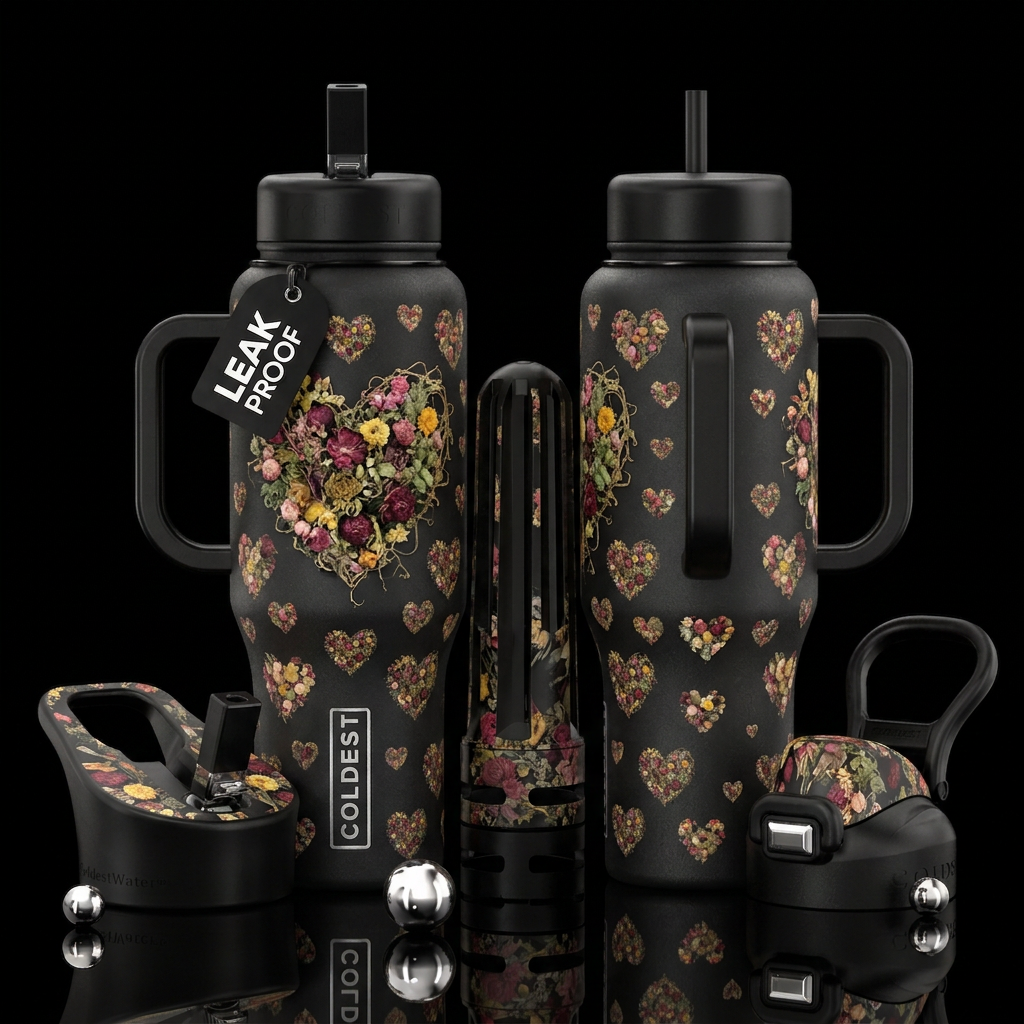 Hearts A'Flower water bottle design