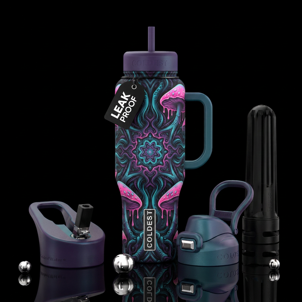Fractal Fungi water bottle design