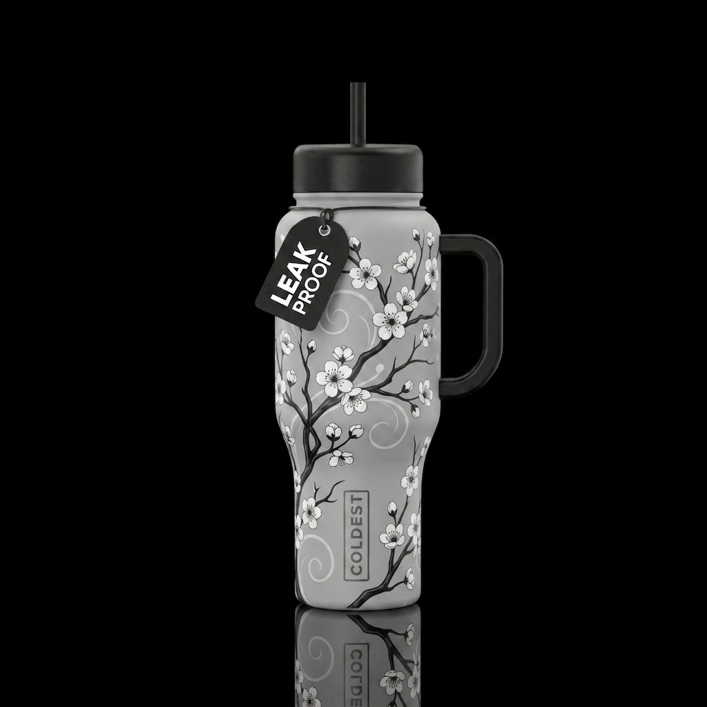 Whispering Blooms water bottle design