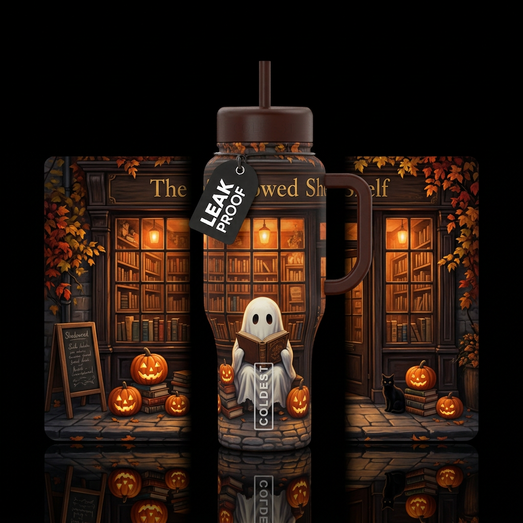 The Shadowed Shelf water bottle design