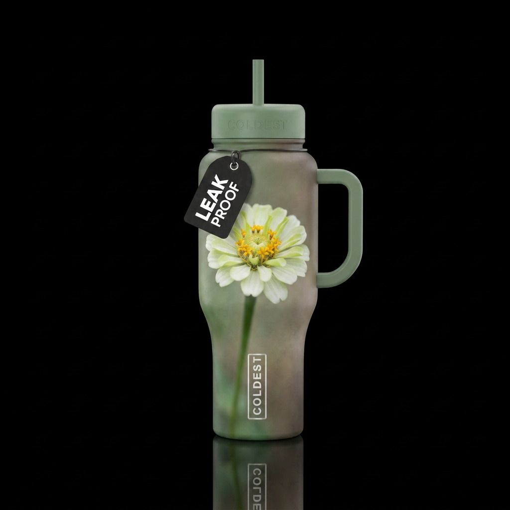 Quiet Zinnia water bottle design
