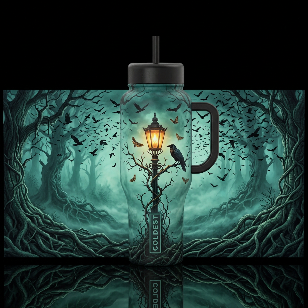 Nevermore water bottle design