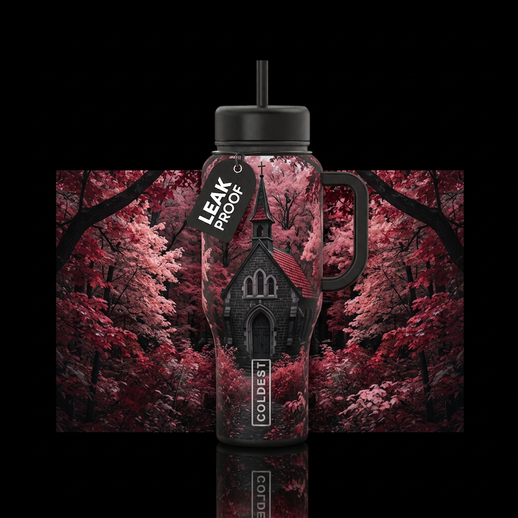 Crimson Chapel water bottle design