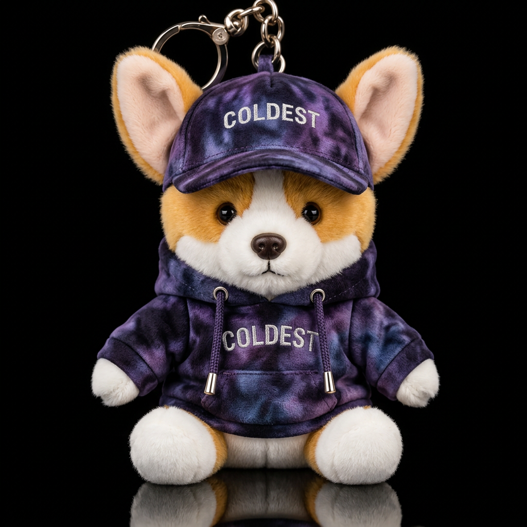 Corgi puppy dog wearing a dark Purple Tie Dye Swea... water bottle design