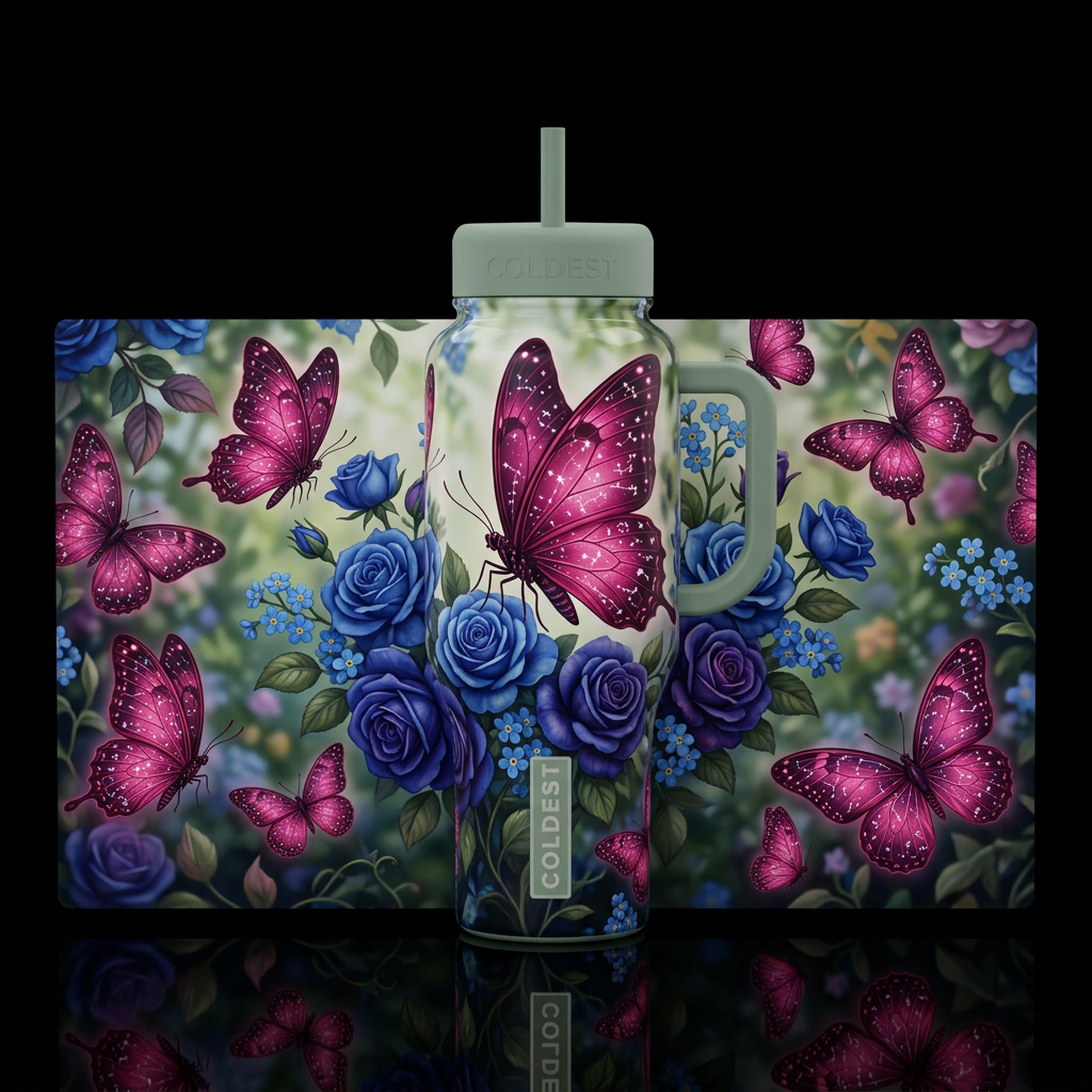 Butterfly Wing Bling water bottle design