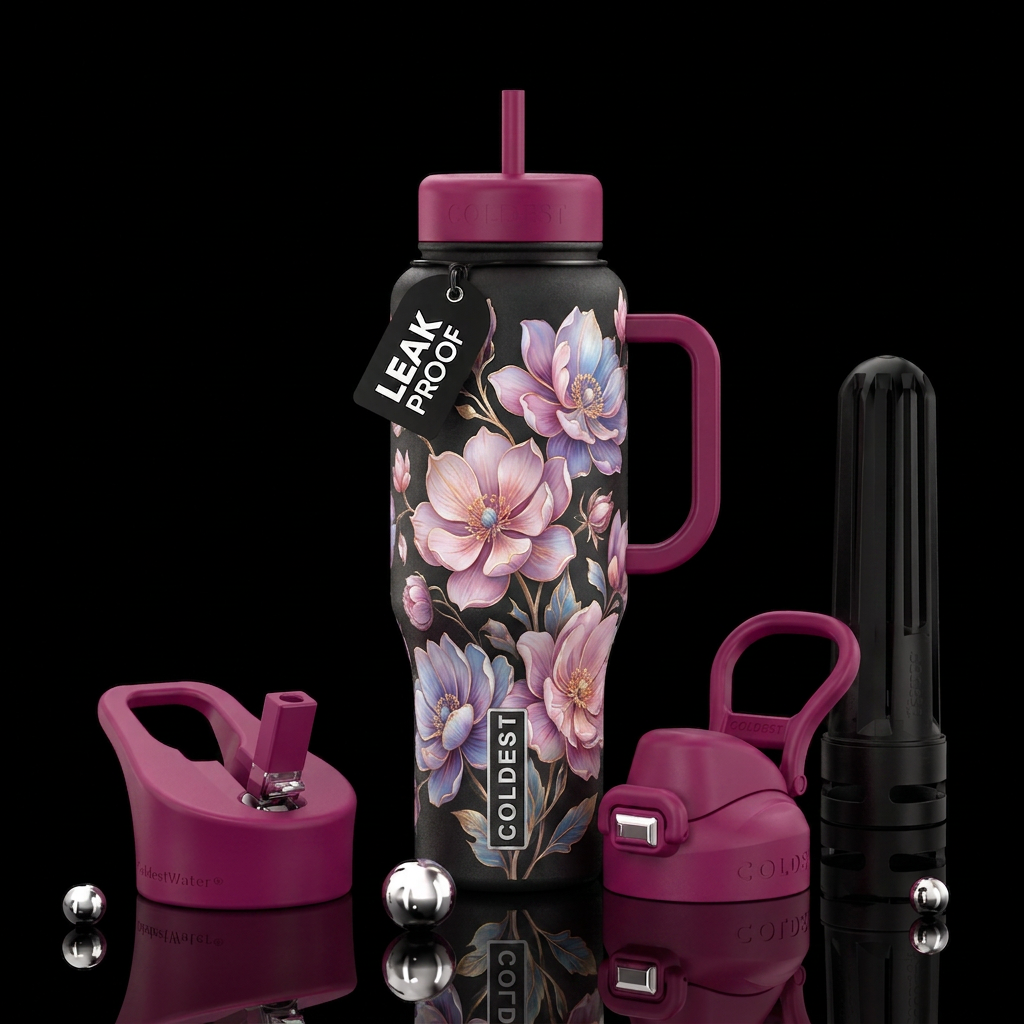 whispering flower blossoms water bottle design