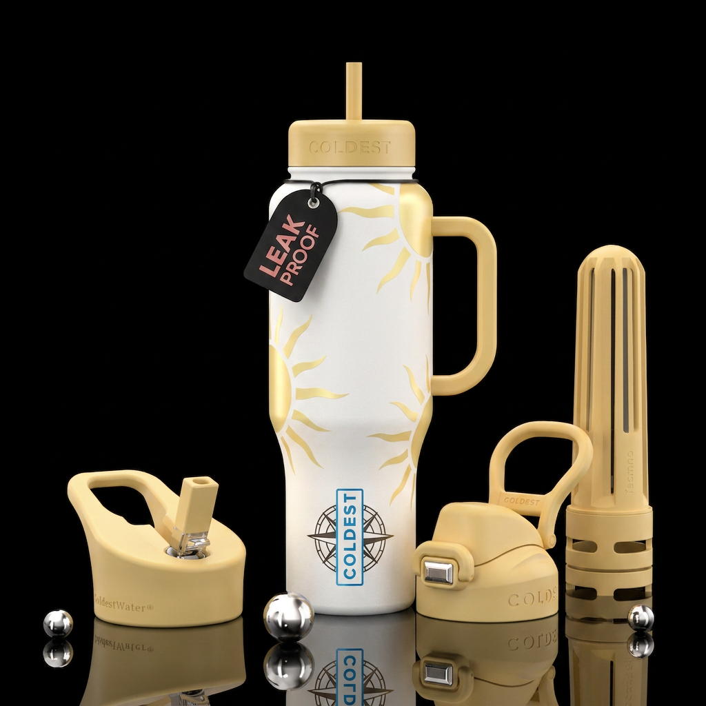 sun-kissed white bottle with multiple pale yellow ... water bottle design