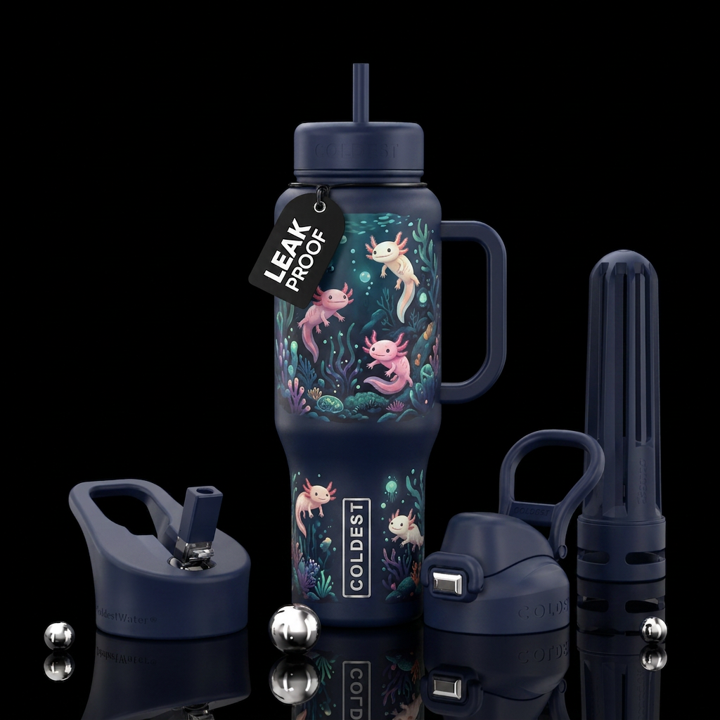 axelotyls  and scenery in water darker bottle water bottle design