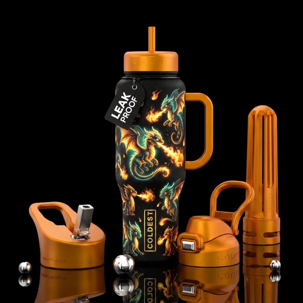 Glowie Baby Dragons water bottle design