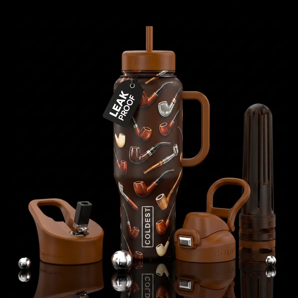 various small smoking pipes decorating bottle water bottle design
