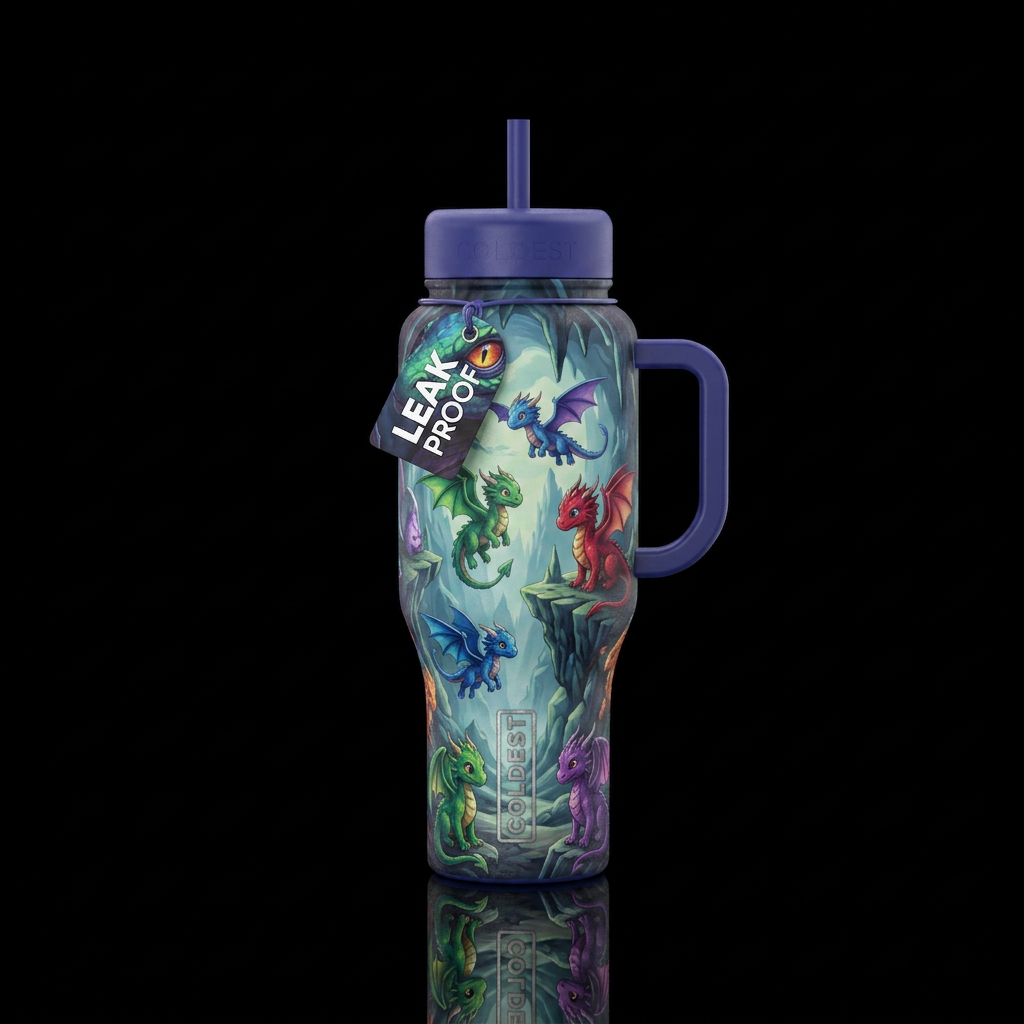 Baby dragons water bottle design