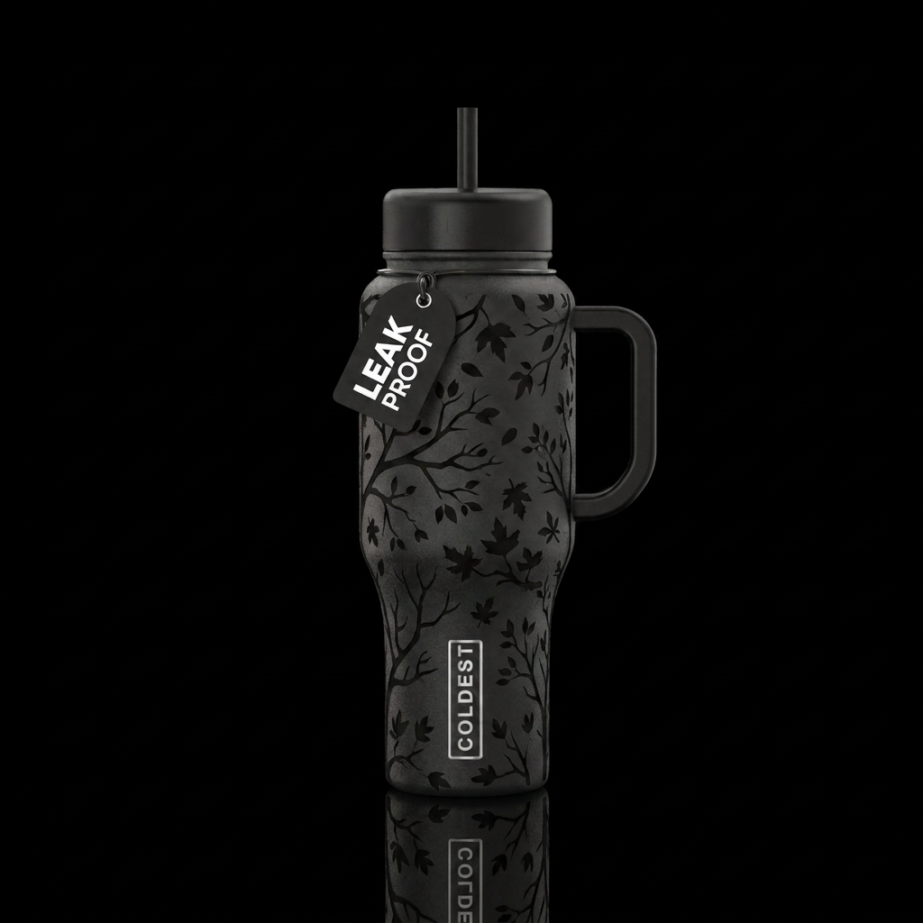 Night forest water bottle design