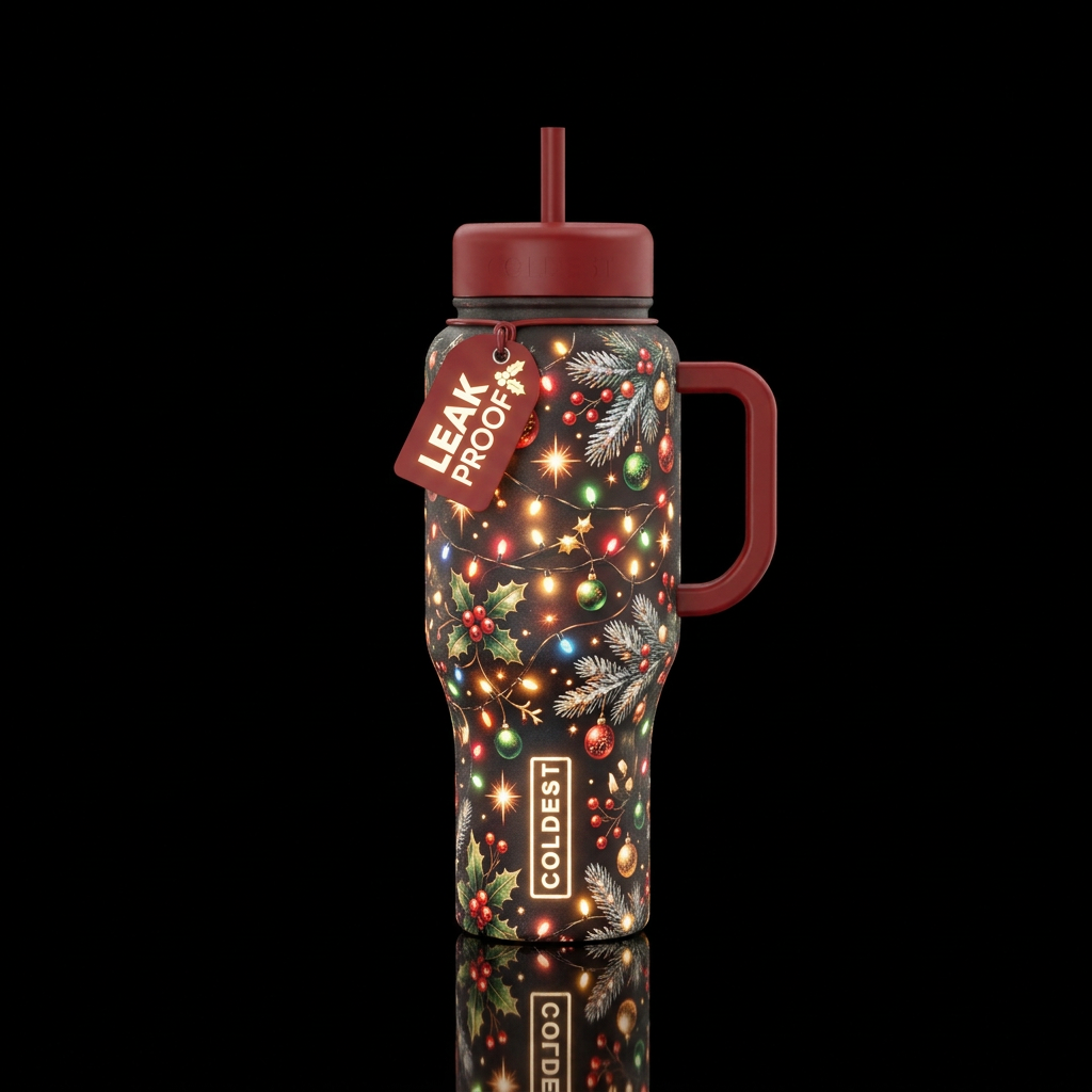 Christmas glowy water bottle design