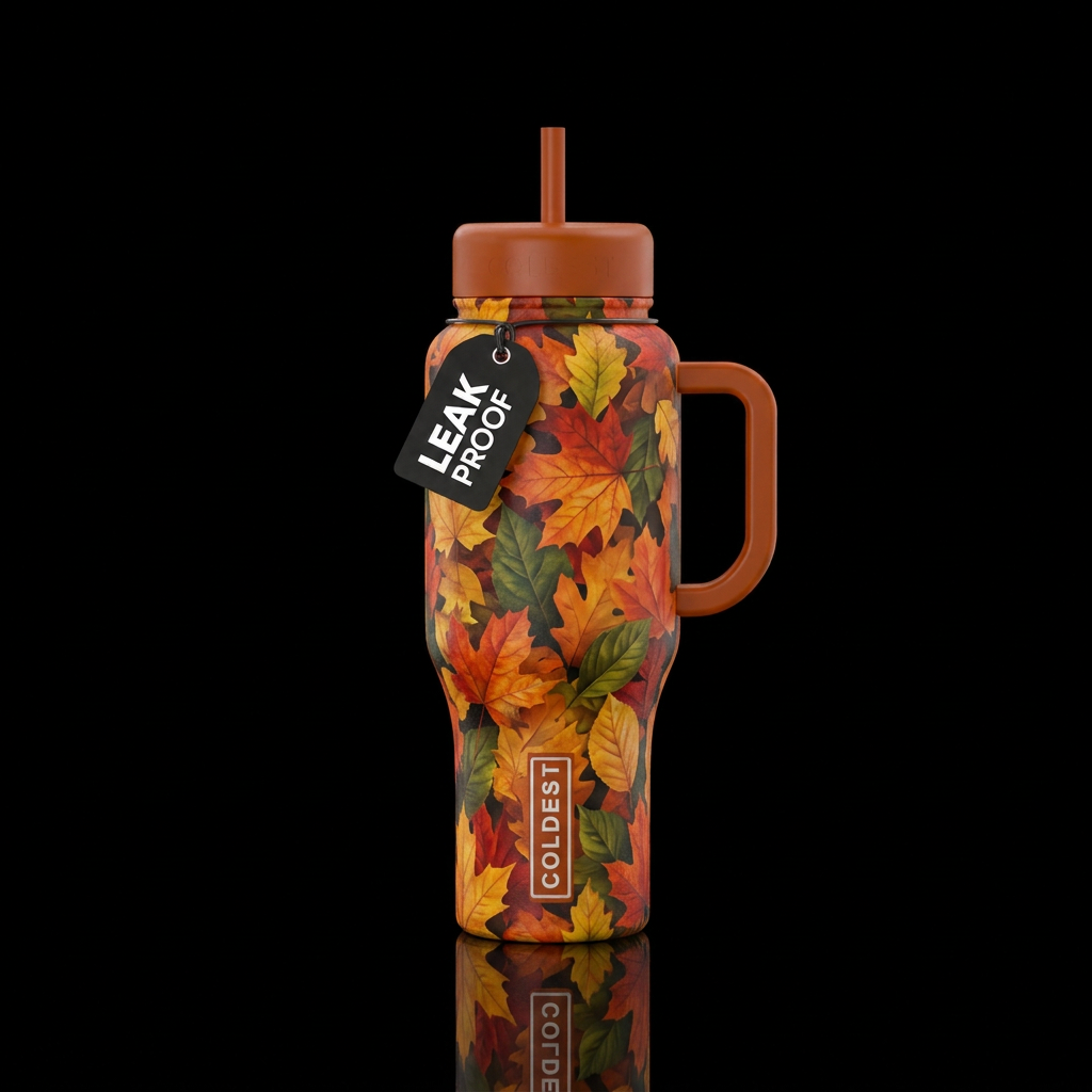 Falling leaves water bottle design