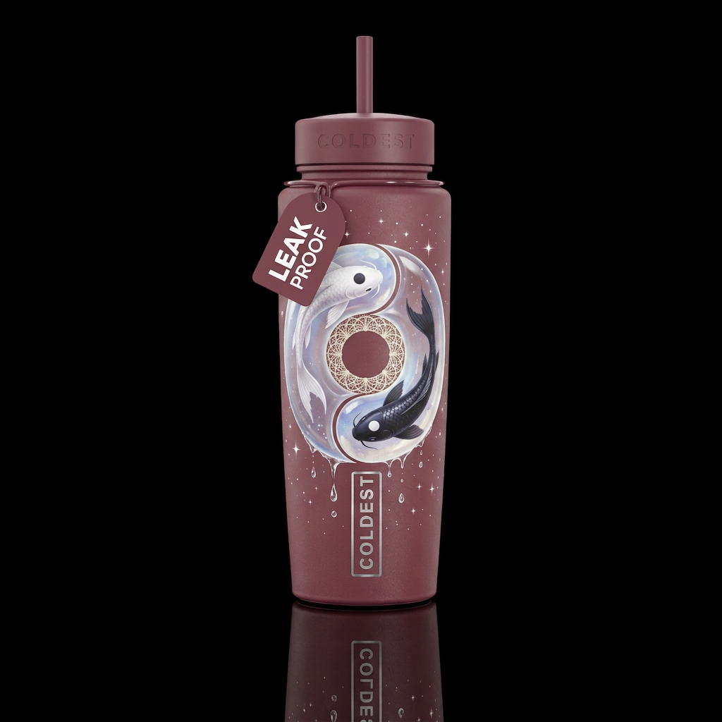 Glistening Moonstone Yin-Yang water bottle design
