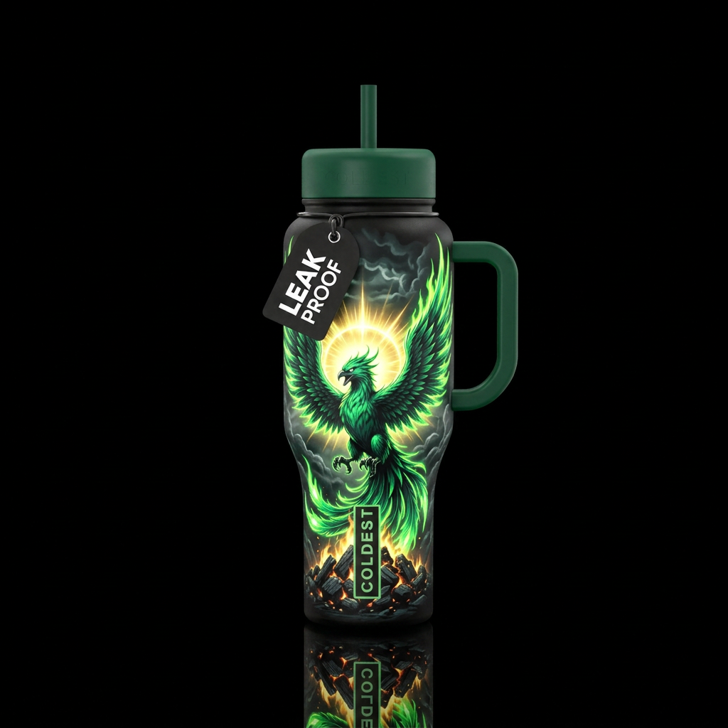 Fierce Rising Phoenix water bottle design