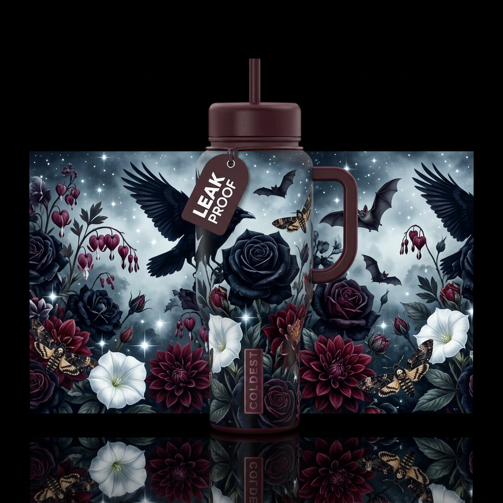 Moody Sanctuary Garden water bottle design