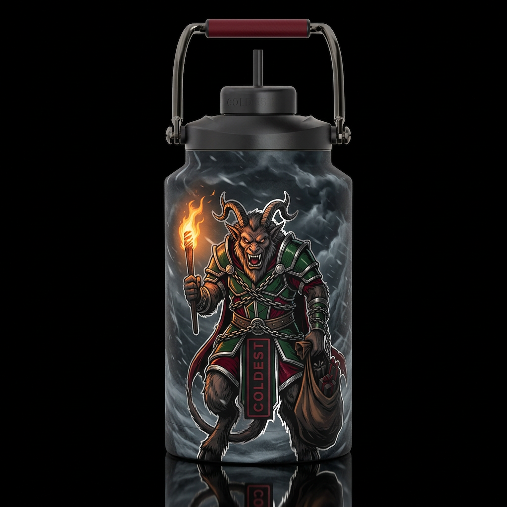 Krampus Coming to Town water bottle design