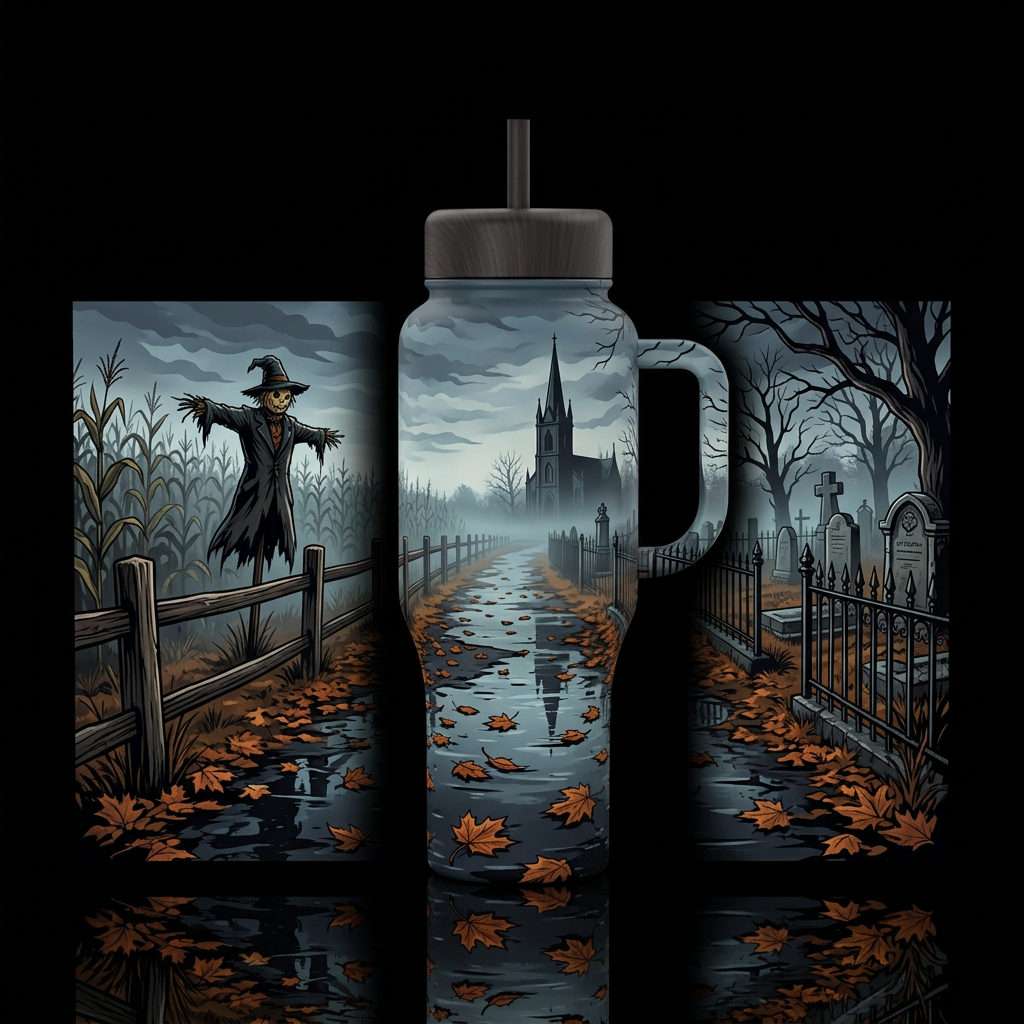 Creepy Mist Walk water bottle design