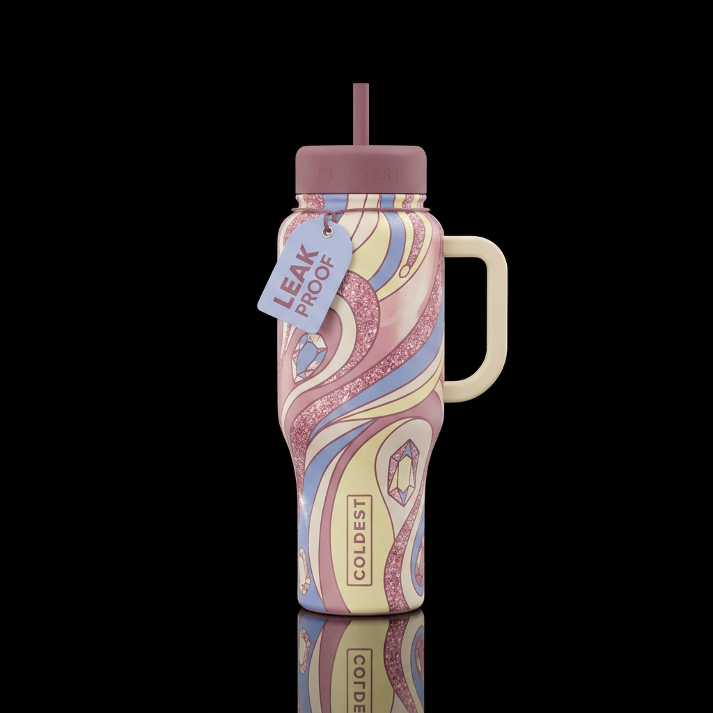 Dazzling Pastel Swirl water bottle design