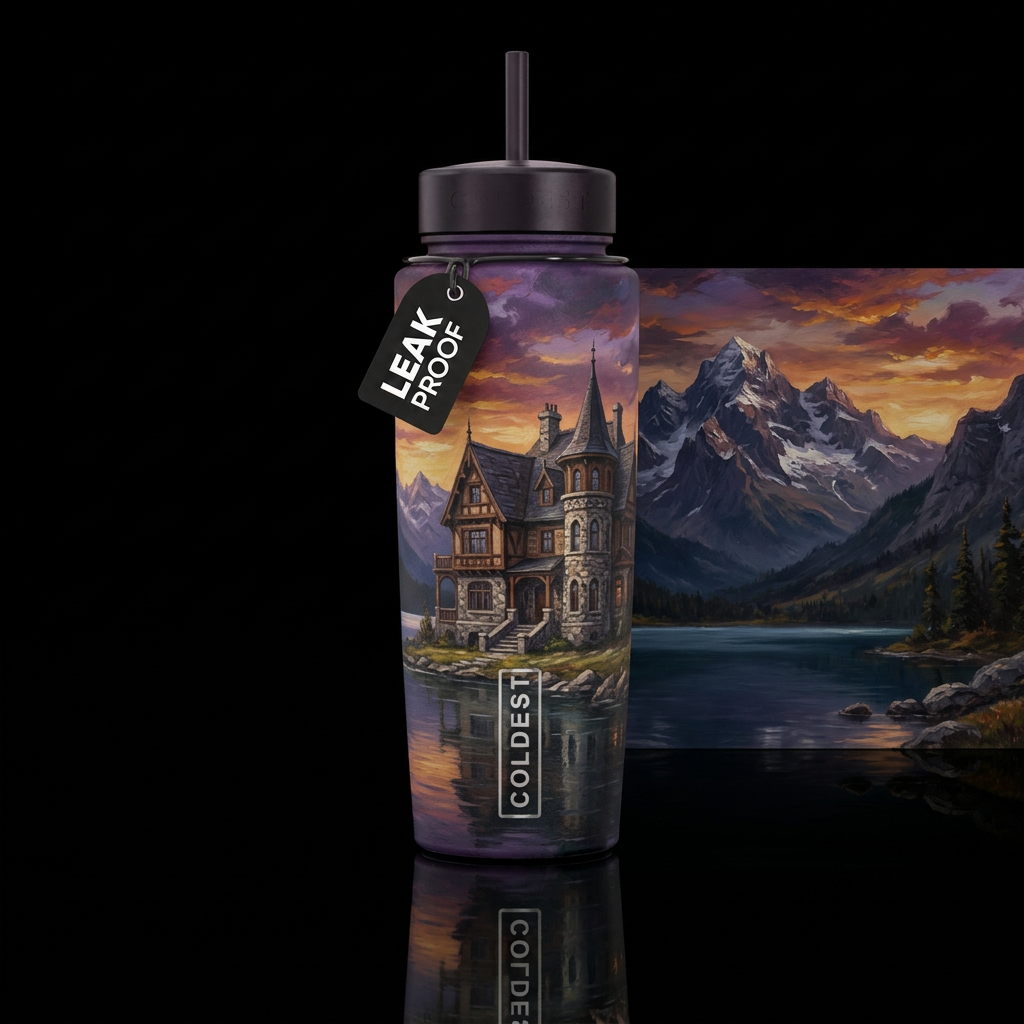 Mysterious Old Lake House water bottle design