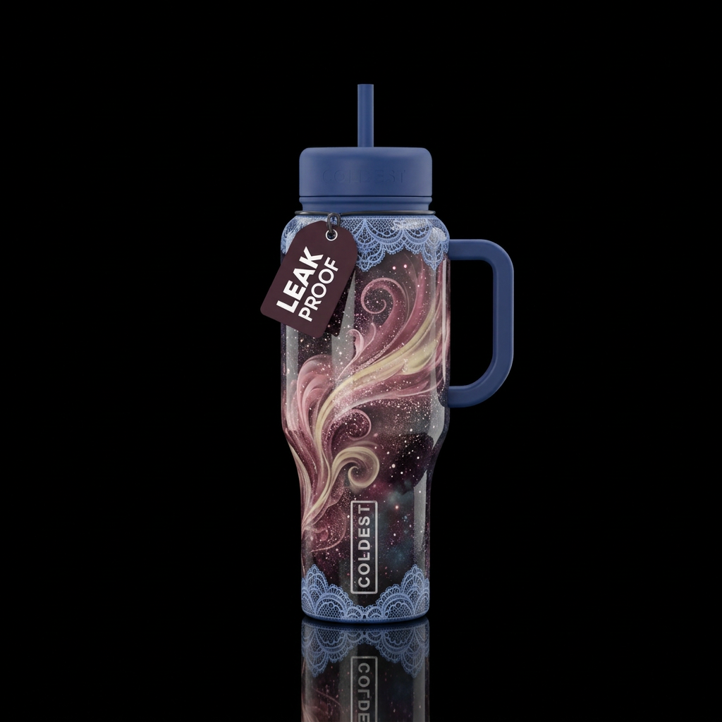 Enchanted swirls water bottle design